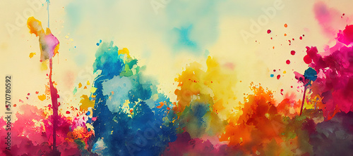 colorful watercolor brush background with Generative AI Technology © Nindya