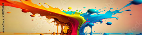 abstract paint splash liquid wallpaper, colorful panoramic banner
