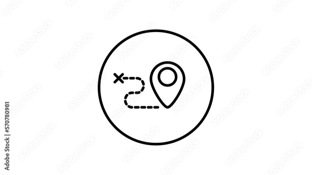 Trip black and white line icon vector illustration in a circle, for web use for moving, moving, location, video animation, self drawing Trip black and white line icon vector illustration in a circle, for web use for moving, moving, location, video animation, self drawing