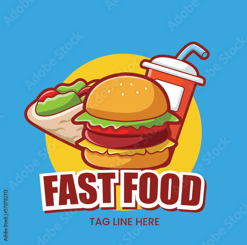 vector flat design fast food logo template