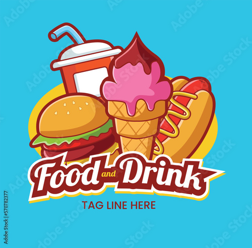 vector flat design fast food logo template