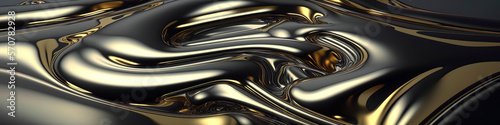 liquid chromed metal texture panoramic background.