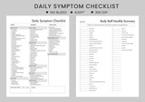 Daily monthly Symptom Tracker checklist Printable, Symptoms Journal, Medical Tracker logbook