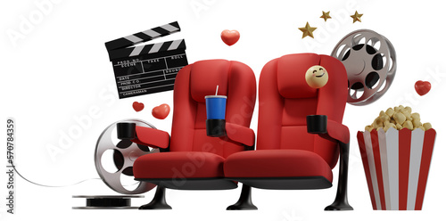 Theater movie seat armchair. 3d rendering