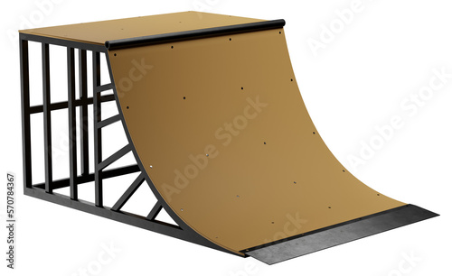 Prototype of half pipe skateboard ramp. 3d illustration