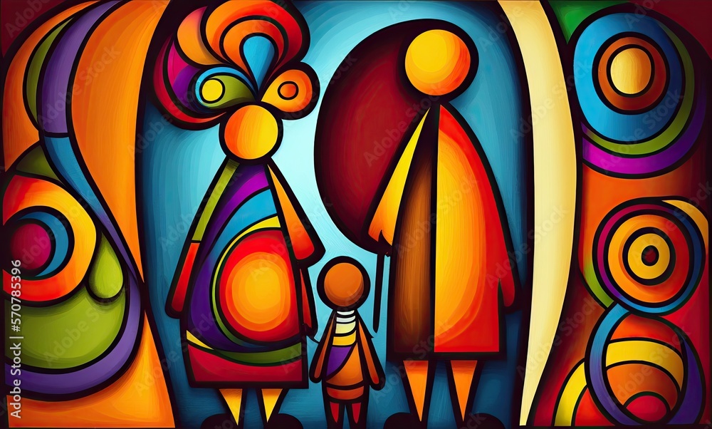 Abstract colorful Family Background. Rainbow paper art people. fathers and mothers. Untraditional families. love.