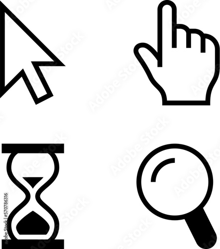 Mouse cursors icons - arrow pointer hand pointer hourglass search