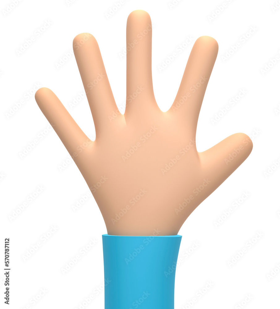 3D rendering, 3D illustration. Cartoon character hand isolated on white background. Simple open palm gesture 3D rendering, 3D illustration. Cartoon character hand isolated on white background. Simple open palm gesture