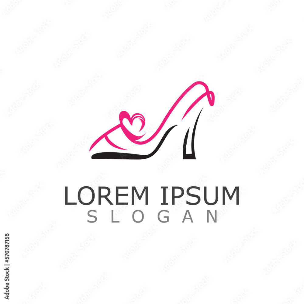 Women shoes logo design High heel fashion icon template vector for business store Women shoes logo design High heel fashion icon template vector for business store