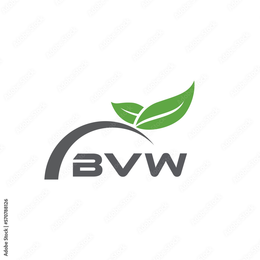 Fototapeta premium BVW letter nature logo design on white background. BVW creative initials letter leaf logo concept. BVW letter design.