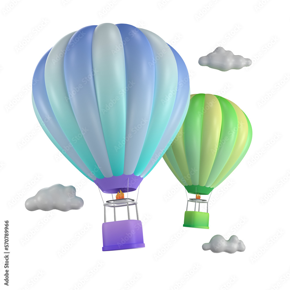 Fototapeta premium Hot air balloon 3D illustration