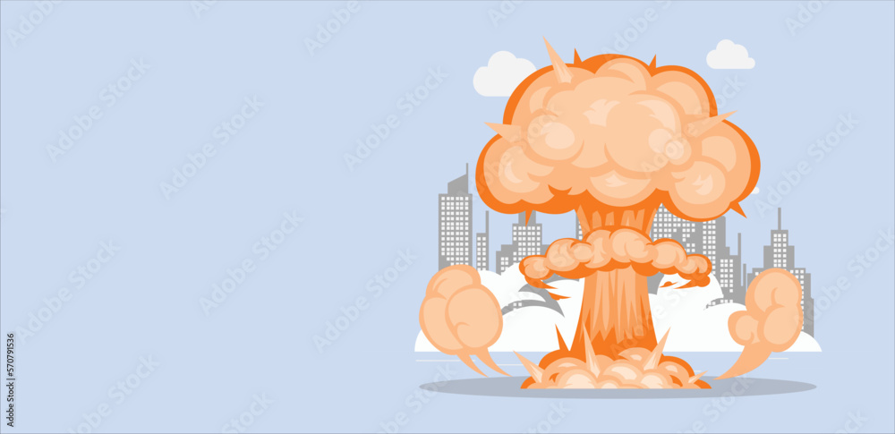 Atomic bomb in city. Symbol of war, end of world. Nuclear explosion ...