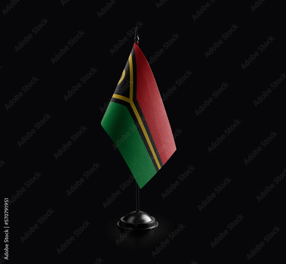 Fototapeta premium Small national flag of the Vanuatu on a black background