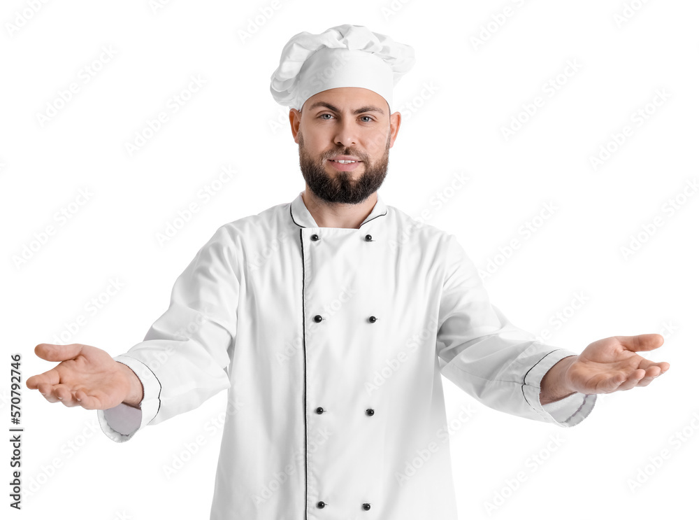 Male baker in uniform on white background Male baker in uniform on white background