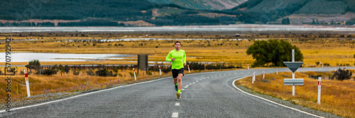 Wallpaper Mural Runner man running on road in autumn banner Torontodigital.ca