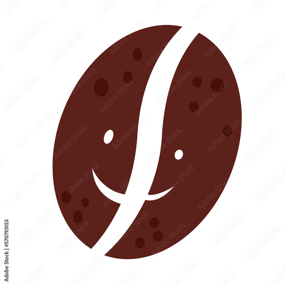 Vector icon coffee bean with good mood, side view the face of two people with smiling, simple design for business identity, flat color. Isolated design on white background. Vector icon coffee bean with good mood, side view the face of two people with smiling, simple design for business identity, flat color. Isolated design on white background.