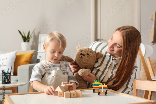 Mother and her little son p...