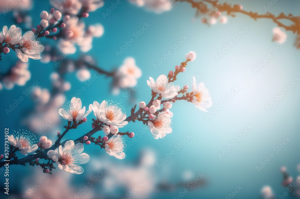 Floral flower spring abstract background of cherry blossom flower in