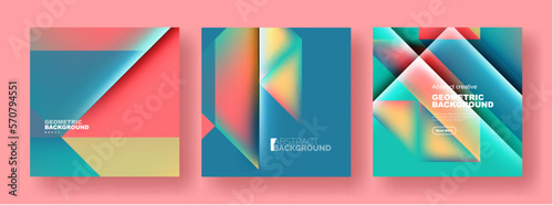 Set of abstract backgrounds - overlapping triangles with fluid gradients design. Collection of covers, templates, flyers, placards, brochures, banners