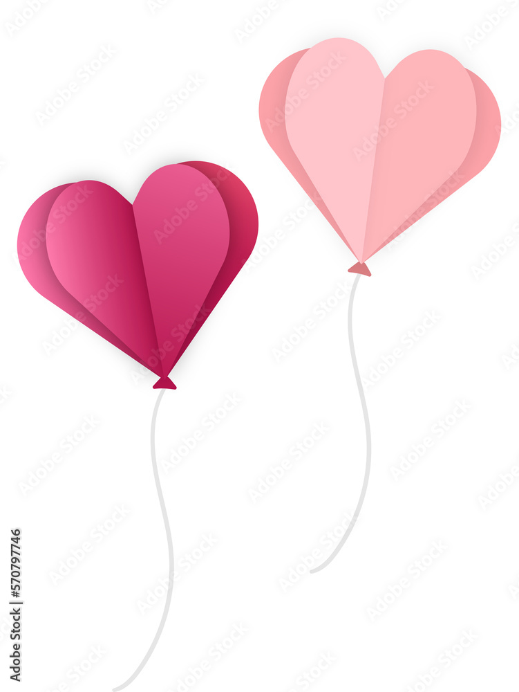 Flying folded heart balloon for sending love gift concept.