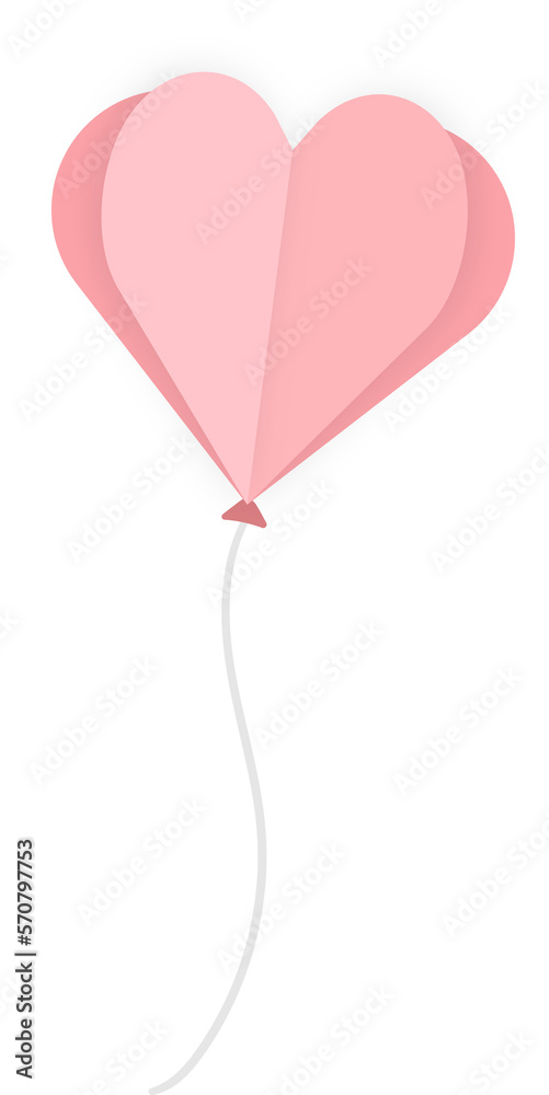 Flying folded heart balloon for sending love gift concept.