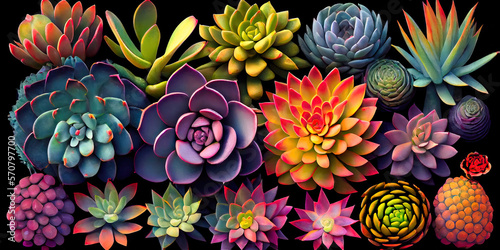 Colorful succulent plants - an array of exotic succulents that store water and resist droughts photo