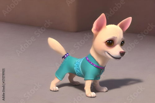 A cute chihuahua, wearing a blue sweater (a.i. generated) © patypixie