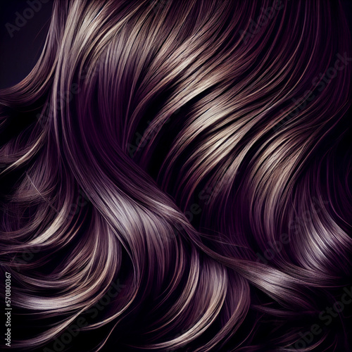 Brown or eggplant colored hair texture background. Generative AI