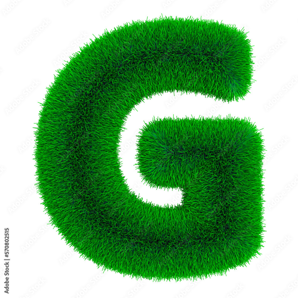 Isolated grass 3d render letter Isolated grass 3d render letter