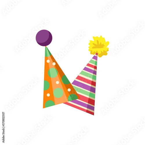 Bright party hats on white ...