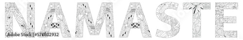 Word NAMASTE for coloring. Vector decorative zentangle object for any purpose