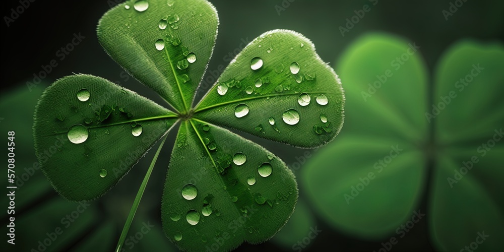 Lucky Green Four-Leaf Clover Isolated, St. Patrick's Day Concept, St. Patrick's Day Greeting Card background template with space for text generative ai Lucky Green Four-Leaf Clover Isolated, St. Patrick's Day Concept, St. Patrick's Day Greeting Card background template with space for text generative ai