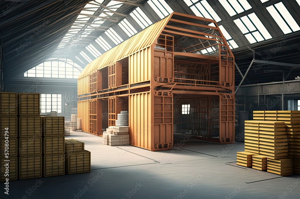 Organizing a Warehouse? Prefab Container Houses Make it Easier!. Photo AI Organizing a Warehouse? Prefab Container Houses Make it Easier!. Photo AI