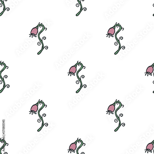 Seamless floral pattern. Doodle background with flowers. Spring pattern