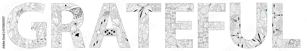 Fototapeta premium GRATEFUL hand drawn modern design vector illustration for coloring.