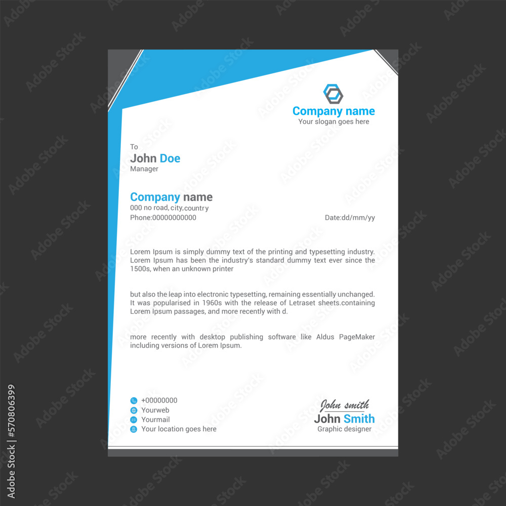 Naklejka premium Letterhead template design vector cover latter design
