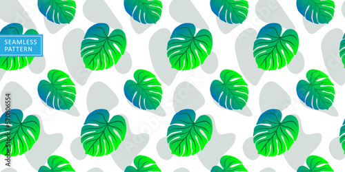 Vector seamless bright tropical pattern with green monstera leaves for covers  backgrounds  textiles  wrapping paper