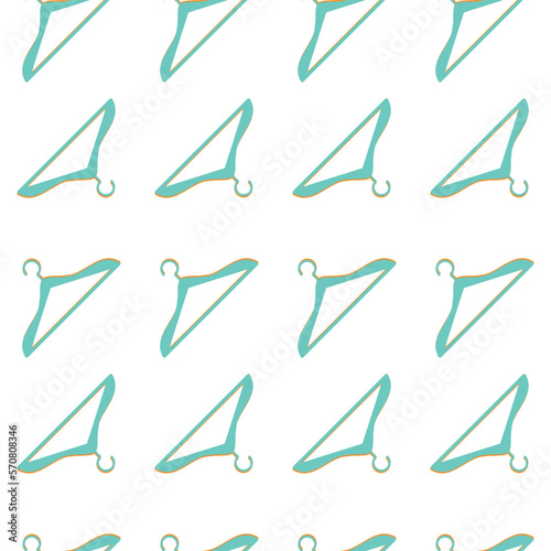 Clothes hangers seamless pattern. Diagonal minimalist pattern of empty hangers turned in opposite directions. Vector illustration