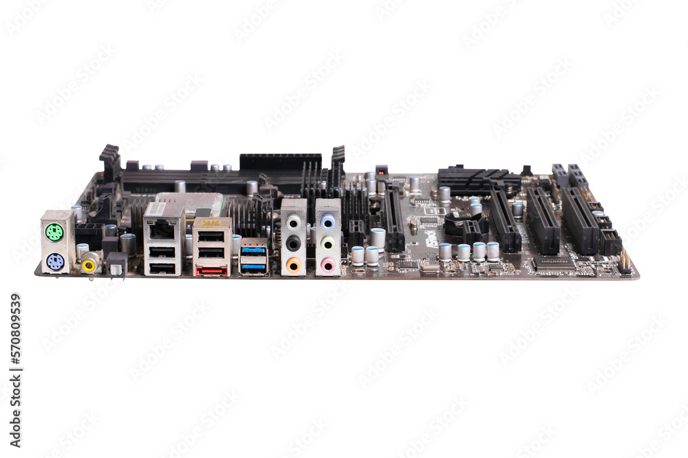 computer mainboard or motherboard with isolated on white background. pc hardware concept computer mainboard or motherboard with isolated on white background. pc hardware concept