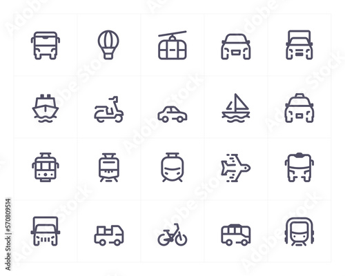 Transportation line icon set
