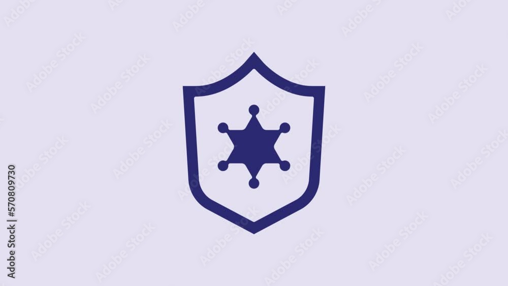 Blue Police badge icon isolated on purple background. Sheriff badge sign. 4K Video motion graphic animation Blue Police badge icon isolated on purple background. Sheriff badge sign. 4K Video motion graphic animation