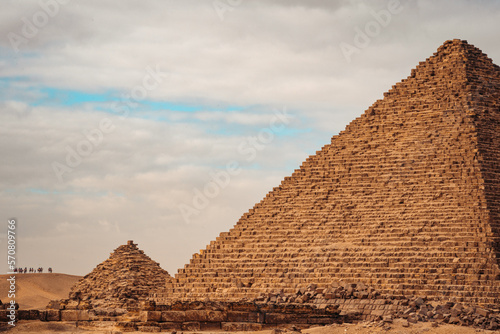 Camels on the Horizon at Pyramids  Giza Egypt