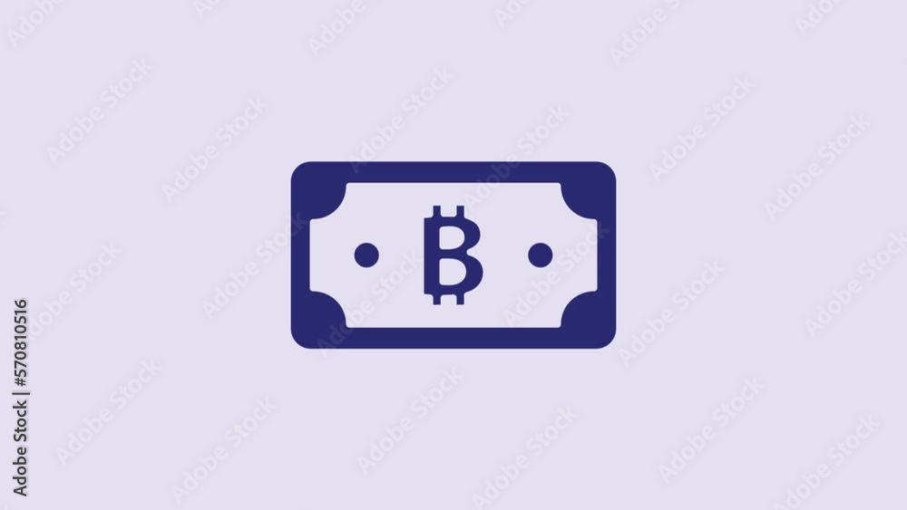 Blue Cryptocurrency bitcoin icon isolated on purple background. Blockchain technology, digital money market. 4K Video motion graphic animation Blue Cryptocurrency bitcoin icon isolated on purple background. Blockchain technology, digital money market. 4K Video motion graphic animation