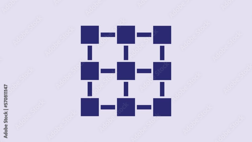 Blue Blockchain technology icon isolated on purple background. Cryptocurrency data. Abstract geometric block chain network technology business. 4K Video motion graphic animation Blue Blockchain technology icon isolated on purple background. Cryptocurrency data. Abstract geometric block chain network technology business. 4K Video motion graphic animation