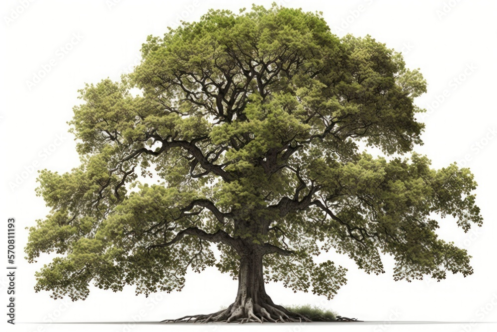 Ai generate Tree oak isolated on a white background. ilustração do ...