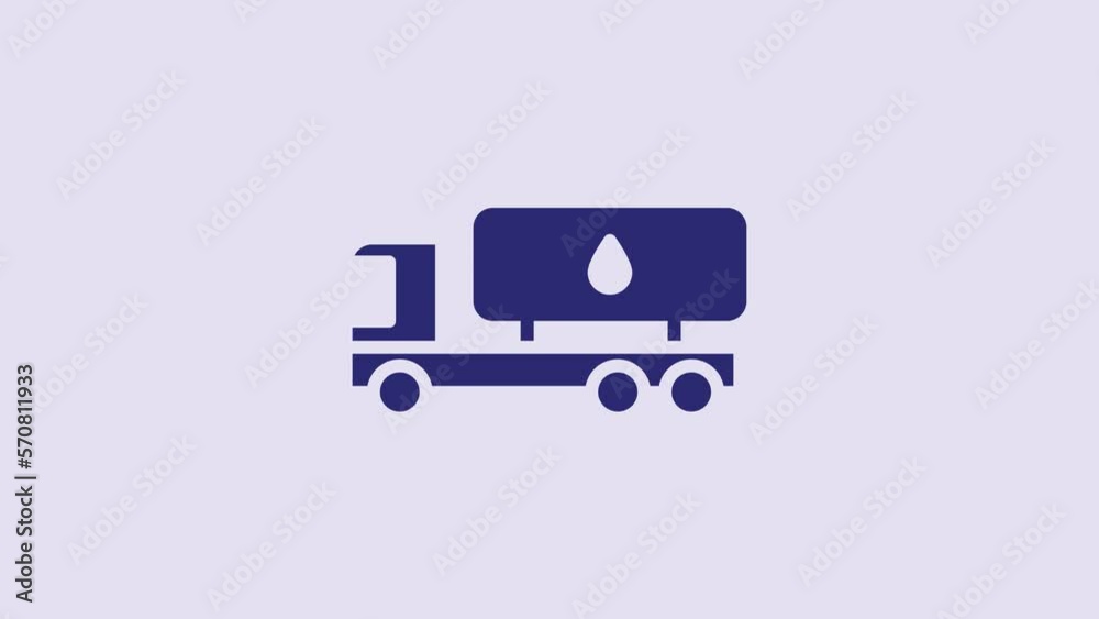 Blue Tanker truck icon isolated on purple background. Petroleum tanker, petrol truck, cistern, oil trailer. 4K Video motion graphic animation Blue Tanker truck icon isolated on purple background. Petroleum tanker, petrol truck, cistern, oil trailer. 4K Video motion graphic animation