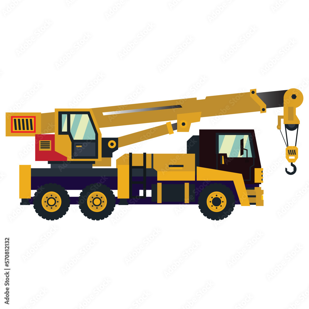 Construction realistic machinery. Excavator. Specialized construction machinery.
