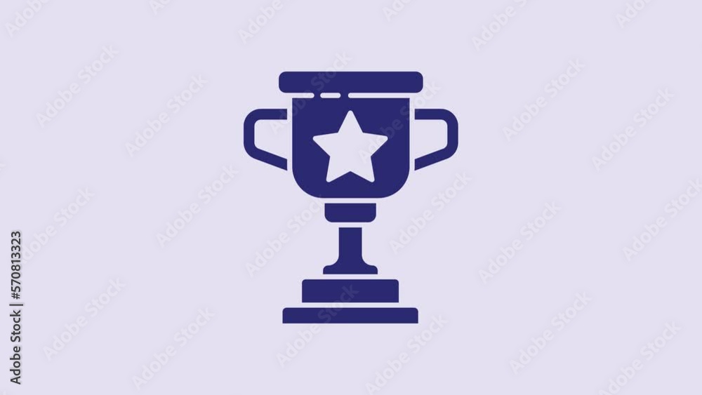 Blue Award cup icon isolated on purple background. Winner trophy symbol. Championship or competition trophy. Sports achievement sign. 4K Video motion graphic animation Blue Award cup icon isolated on purple background. Winner trophy symbol. Championship or competition trophy. Sports achievement sign. 4K Video motion graphic animation