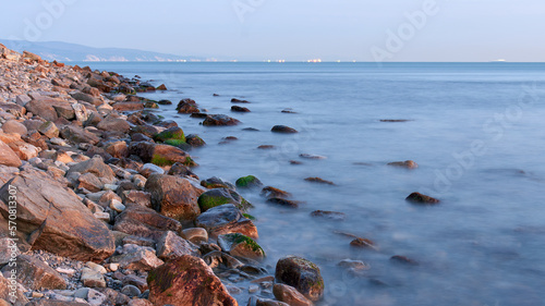 rocky beach in the morning