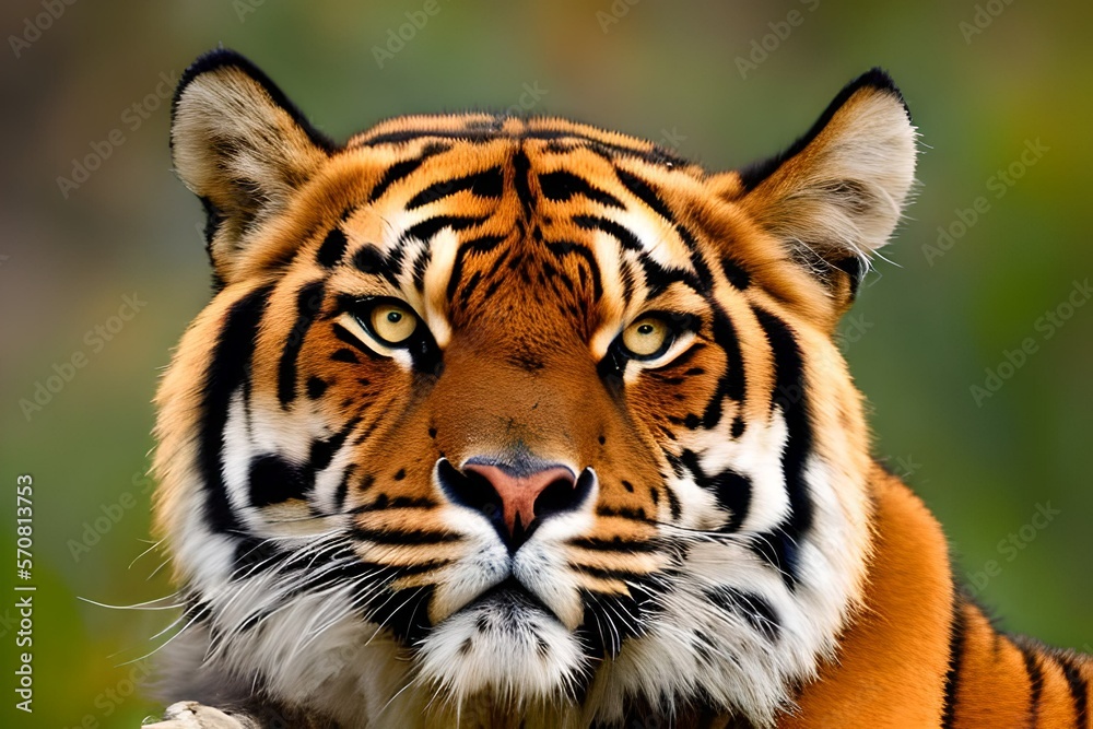 Naklejka premium portrait of a tiger made using generative ai tools